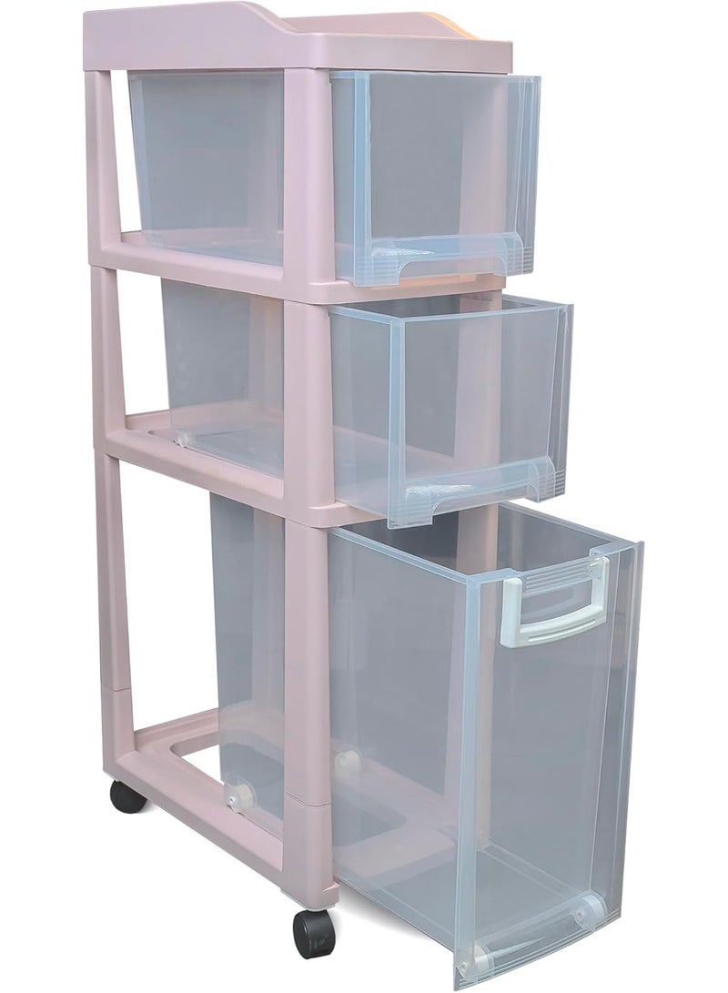 3-drawer storage organizer, pink color B0DVC9HH1M
